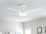 44" Ceiling Fan with Lights & Remote, Matte White Modern Fan, Reversible DC Motor, 6 Speeds, 3-Color W1367P447389