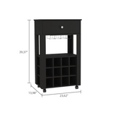 ZUN Ambler 1-Drawer 12-Bottle Wine Cabinet Black Wengue B06279976