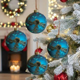 4PCS Set 4.7" Christmas Glass Ball Ornaments Hanging Tree Decor Shiny Holiday Party Supplies Tree 13361321