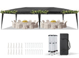10'x20' Instant Pop Up Canopy Tent Black, No Sidewalls, 28/22mm Powder Coated Steel Frame, 10x20mm 10924017
