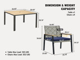 All Weather 5-Piece Patio Dining Table Sets, Patio Conversation Set Acacia Wood Table Top with 52097006