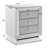 W 22 "X D 16.5" X H26.4 "Elegant Three Drawer Cabinet, Drawer Inlaid with Diamond Glass W1005P183000