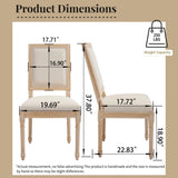 French Country Dining Chairs Set of 2, Upholstered Chairs with Square Back, Wire drawing and carving W3426P324534