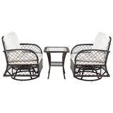 3-piece Outdoor Chair&Table Set 2-person Rattan Seating Group with Two Swivel Chairs and a Square N719P234190D
