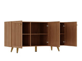 46.9" W Fluted 3-Door Sideboard Buffet Cabinet with 3 Shelves, Oak B2757P605811