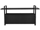 Outdoor Bar Cart Table, Large Wicker Island Rolling Cart, Wheeled Buffet Serving Cart with Glass Top 27563014