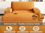 42.8" Oversized Chaise Lounge Chair with Storage Ottoman, Corduroy Sofa Bed with Cup Holders & USB N765P350851Y