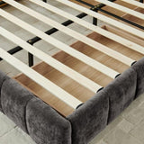 King Size Upholstered Bed ,comfortable upholstered bed frame, Chenille fabric, with headboard and W487P235314