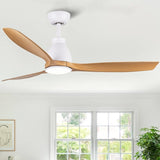 YUHAO 52 inch Indoor Ceiling Fan with Intergrated LED - Matte White with Antique Brown Wood Grain W1367P263803