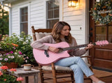 Matte Pink 38-inch Acoustic Guitar with Picks, Strings, Capo, Case, Tuner, and Strap 05427433