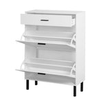 ZUN Shoe Cabinet, Freestanding Shoe Rack Organizer with Drawers & Metal Legs, Modern Shoe W40981153