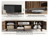 55-inch wooden TV cabinet with 2 vertical groove doors, adjustable shelves, living room W1706P465297