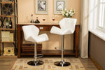 ZUN Glasgow Contemporary Tufted Adjustable Height Hidraulic Bar Stools, Set of 2, White T2574P164868