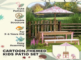 Flamingo Theme Kids Picnic Table Set, Pink Outdoor Table with Foldable Umbrella, Removable Cushions 44490164
