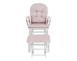 ZUN Mason Glider and Ottoman White Wood and Pink Fabric B02263776