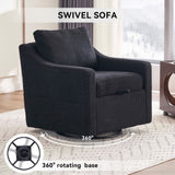 011-Teddy Fabric 360&deg Swivel Accent Chair with Upholstered,One Back Pillow,Armrest with Rivets W527P190836