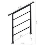 Handrails for Outdoor Steps, Wrought Iron Handrail Fits 1 or 3 Steps, Transitional Handrail with 50985893