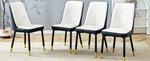 ZUN Modern Two-Tone PU Dining Chairs - White and spliced chairs With Gold Decorated Legs.White and W1151P217981