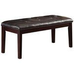 ZUN Espresso Finish 1pc Dining Bench Faux Leather Upholstered Button-Tufted Top Seat Transitional Dining B01165810