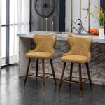 ZUN Nevis Mid-century Modern Faux Leather Tufted Nailhead Trim Counter Stool Set of 2, Yellow T2574P165100