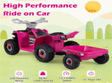 2 in 1 Kids Ride On ATV with Removable Trailer, 6V Electric Quad for Toddlers Ages 3 Rose Red 41959121