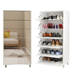 ZUN Mirror Shoe Cabinet With 6 Flip Drawers, Mirror Shoe Rack Organizer Store Ample Shoes, Mirror Shoe W760P206372