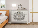 3 Drawer Cabinet with Hollow-Carved 3 Drawer Dresser Storage Chest with Metal Handles For Entryway W688138992