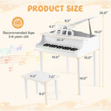 White Kids Piano 30-Key Wood Toy Kids Grand Piano with Bench and Music Rack 66135554