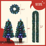 ZUN Pre-lit Optical Fiber Christmas Artificial Tree 4-Piece Set, Christmas Garland, Wreath and set of 2 93948473