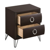 Dark Merlot 2-Drawer Nightstand with Hairpin Legs B062P181329