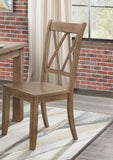 ZUN Casual Brown Finish Side Chairs Set of 2 Pine Veneer Transitional Double-X Back Design Dining Room B01143556