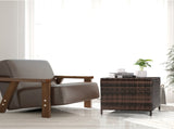 Outdoor PE Wicker Side Table with Storage, Patio Rattan End Table Square Container for Furniture 64589398