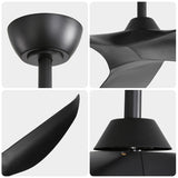 New Arrival 38-Inch Black Ceiling Fan Without Light,3 ABS Blades&Powerful DC Motor,1/4/8H Timer 31437932