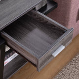 Home End Table with Drawer, Side Table with Storage Shelf in Distressed Grey & Black B107131303