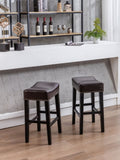 ZUN Furniture,Counter Height 26" Bar Stools for Kitchen Counter Backless Faux Leather Stools Farmhouse 81049528