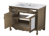 30" Antique Pattern Bathroom Vanity with Rectangle Ceramic Sink, Bathroom Vanity Cabinet with N817P245319L