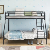 Heavy Duty Twin-Over-Full Metal Bunk Bed, Easy Assembly with Enhanced Upper-Level Guardrail, Black W840127266