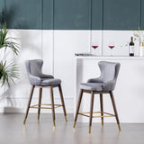 Leland Fabric Upholstered Counter Height Wingback Stools, Set of 2, Gray T2574P165108