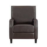 Push Back Reclining Chair Dark Brown Self-Reclining Motion Chair 1pc Cushion Seat Solid Wood Frame B011128300