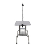 ZUN 46" Folding Dog Pet Grooming Table Stainless Steel Frame Rubber Mat on Board with Adjustable Arm and 99480162