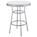 ZUN Werner Glossy White and Chrome Round Bar Table B062P145619