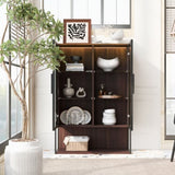 51.2'' Tall Lighted Display Cabinet with Tempered Glass Door, Metal Frame LED Curio Cabinet, Modern N845P261777D