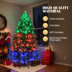 ZUN 7.5 FT Pre-lit Artificial Christmas Tree, APP Controlled Xmas Tree Hinged Branches with 400 RGB 09504553