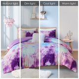 Full/Queen Watercolor Tie Dye Printed Comforter Set with Throw Pillow B035129811