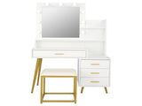 Large Vanity Set with 9 LED Bulbs, Makeup Table with Cushioned Stool, 3 Storage 63617047