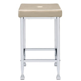 ZUN Beige and Chrome Padded Seat Counter Height Stools B062P181298