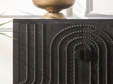 Modern Black Sideboard Cabinet with Decorative Nailhead Accents, Stylish Storage Solution for Dining 93430200