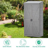 ZUN Outdoor Storage Cabinet Metal Top,Garden Storage Shed,Outdoor 68 Inches Wood Tall Shed for Yard W1390121823