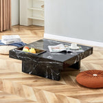 ZUN A modern practical coffee table made of MDF material with black patterns. The fusion of elegance W1151119879