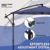 ZUN 10 ft. Steel Cantilever Offset Outdoor Patio Umbrella with Crank Lift - Blue W2181P181961